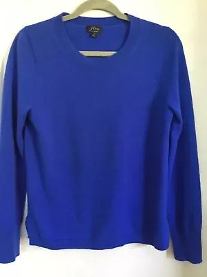 J. Crew 100% Cashmere Sweater Royal Blue M Knit Pullover 37”Chest Side Splits • $24