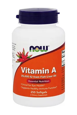 Vitamin A (Fish Liver Oil) 25000 IU 250 Softgels - NOW Foods • $13.99