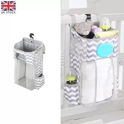 Baby Nursery Organizer Crib Bed Diaper Pocket Hanging Bag For Infant Storage New • £14.99