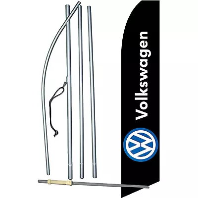 Volkswagen Black/White Letters Complete Swooper Flag Bundle • $63.95