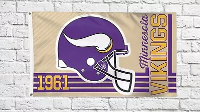 Minnesota Vikings Football 3x5 Ft Classic Logo Retro Flag Ideal NFL Gift Banner • $13.79