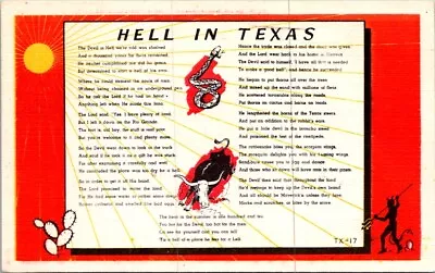 Postcard Song Poem How The Devil Made Texas TX His Own Private Hell 1942    U499 • $12.95