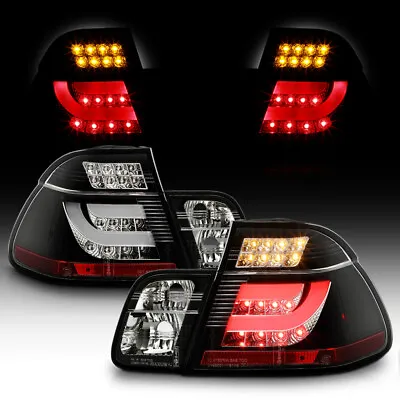 For 02-05 BMW E46 3-Series 4DR Tail Light Black LED BAR STRIP Signal Brake Pair • $180.95