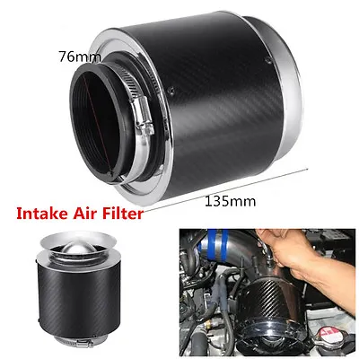 Universal 3  Inlet Carbon Fiber Hi-Flow Air Filter For Cold Air/Short Ram Intake • $38.99