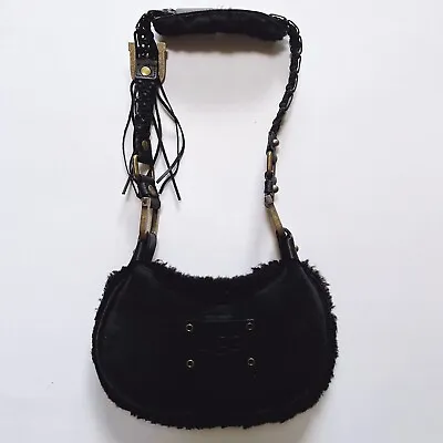 UGG Black Shearling Fringe Hobo Shoulder Bag • $25