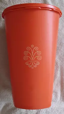 VINTAGE TUPPERWARE 1222 ORANGE SERVALIER 10  CANISTER 808 Lid Snack Keeper USA • $8.99