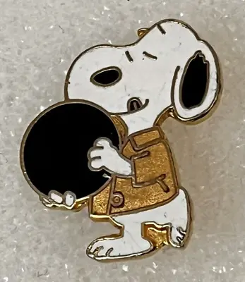 Vintage Aviva Peanuts Snoopy Bowling Lapel Hat Pin Brooch - Gold Shirt • $12