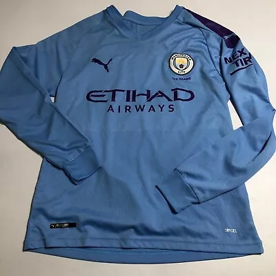 Manchester City LS Blue 125 Years Jersey Puma Sz Small #14 Aymeric Laporte • $86.47