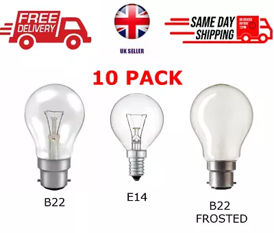 B22 E14 GLS Globe Light Bulbs 40W 60W Clear Frosted 10 PACK SES Bayonet FAST DEL • £10.99