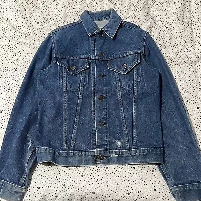 Vintage Levi's Type 3 Dark Denim Trucker Jacket 38L Made In USA 71205 0217 1980s • $64.99