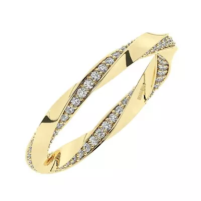 9K Yellow Gold2 MM  100% Natural Round Cut Diamond Full Eternity Ring • £588.64