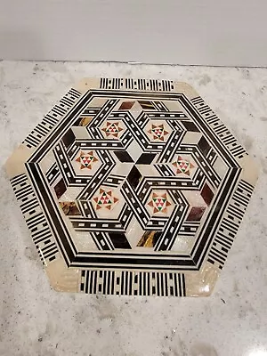 Wood Box Inlaid Mother Of Pearl Hexagon Jewelry Trinket Storage Egypt  • $20