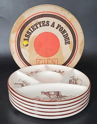 £35 • Buy Five Vintage French Gien Fondue Plates / Dishes - Farmyard Animals Original Box
