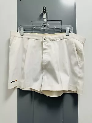 Vintage 80’s Ellesse Mens White 3.5” Inseam Tennis Shorts Waist 38  Length 13.5  • $14