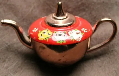 Vintage Miniature Teapot  Some Flowers Copper Trim Hand Painted In Wales • $12.99