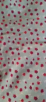 Green With Red Ditsy Flowers Needlecord Fabric • £7.50