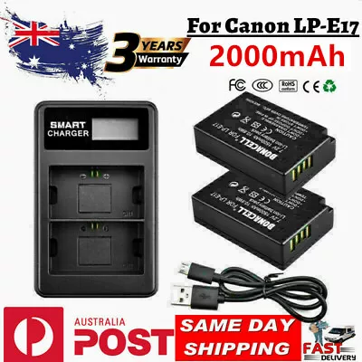 2Pcs LP-E17 Battery +Dual Charger For Canon EOS EOS 200D M6 M3 750D 800D 760D AU • $34.99