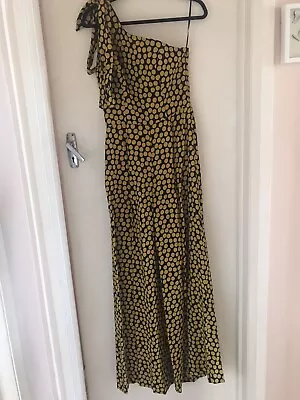 $65 • Buy CUE Jumpsuit Off The Shoulder Black/Yellow Spots BNWT Sz 8