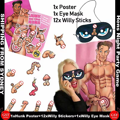 Pin Stick The Junk On The Hunk Adult Game Hens Night Party Dick Willy Bacheloret • $7.95