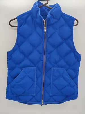 J Crew Women Quilted Down Puffer Vest M Blue Double Zipper Outerwear • $14.99