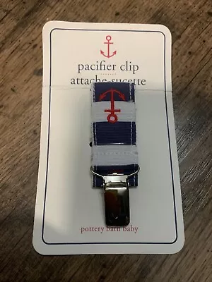 New! Pottery Barn Baby Kids Nautical Blue White Red Anchor Pacifier Clip • $10