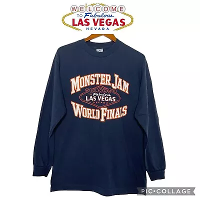 Vintage Monster Jam World Finals Fabulous Las Vegas Long Sleeve Tshirt Size L • $35