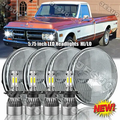 4PCS 5.75  5-3/4  Round LED Headlights For GMC C15/C1500 1961-1972 Pickup C2500 • $119.99