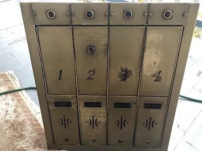 Vintage  Standard  Apartment Urban Mailbox 4 Doors Brass Face Recessed Mounted  • $410