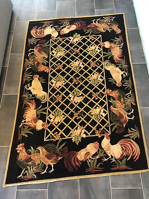 $375 • Buy Vintage Antique Tapestry French Hens Cocks Wool Aubusson Noori Rug Pasadena Ca