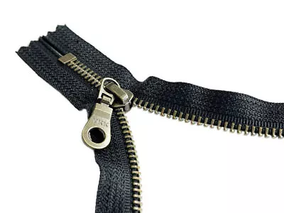 5pcsYKK#5 Antique Brass With Donut Pull Metal Zipper Closed-End Black • $8.15