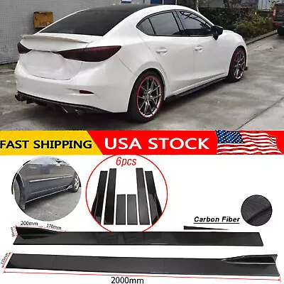 Side /Skirt Extension Lip Body Kits Carbon/ Fiber Painted For Mazda 2 3 5 6 • $79.99