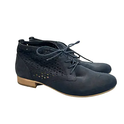 Gabor Navy Blue Perforated Nubuck Leather Booties Womens US 8 • $44.99