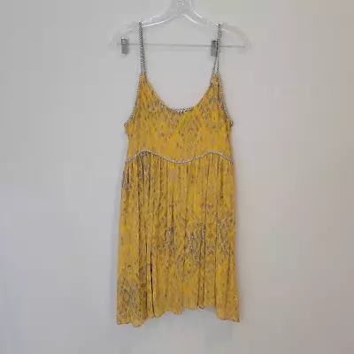 Free People Hollywood Star Mustard Periscope Babydoll Dress Size L • £28.93