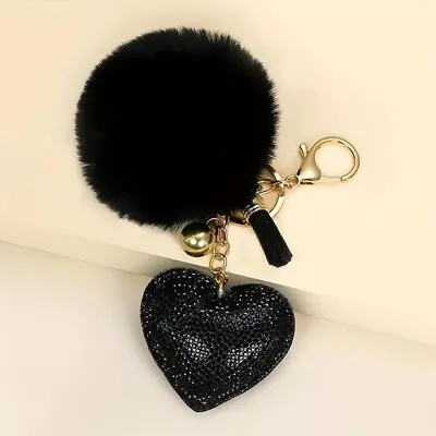 Black Heart Shape Keychain Handbag Pendant Keychain Pendant Bag Charm Gift Women • $16.98