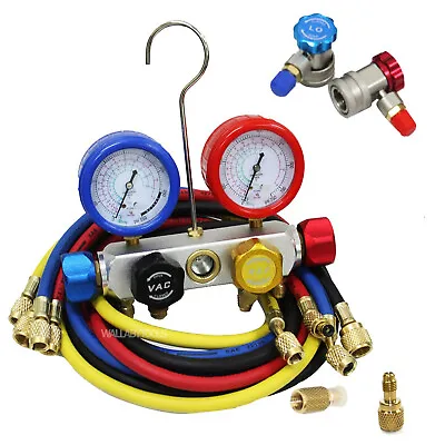 4 Way Manifold Gauge & Hoses Set For R410a Service Mini Split Automotive AC/HVAC • $62.99