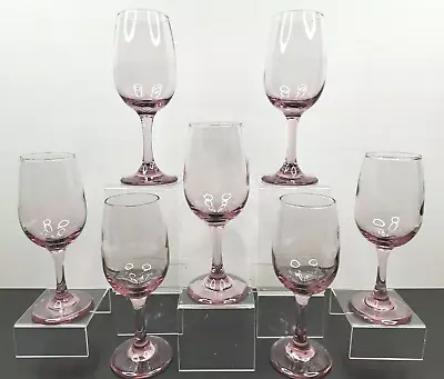 7 Libbey Premiere Pink Water Goblet Set Vintage Elegant Stemware Bar Glasses Lot • $76.87