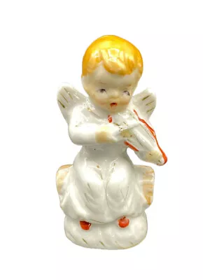 Vintage Ceramic Angel Holding Violin Japan Christmas Holiday Cherub Wings • $8.99