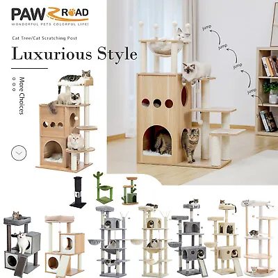 PAWZ Road Cat Tree Tower Scratching Post Scratcher Wood Condo House Bed Cat Toys • $49.99