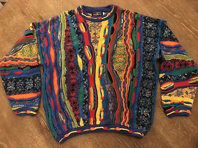 Vintage Tundra For Bachrach Coogi Style Psychedelic 3D Sweater Size S • $84.99