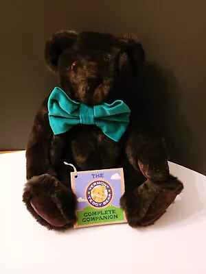 Vermont Teddy Bear Dark Brown Green Bow Tie Jointed 16” • $14