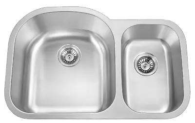 31.5  Stainless Steel Double Bowl 70/30 Undermount Kitchen Sink 18 Gauge • $75