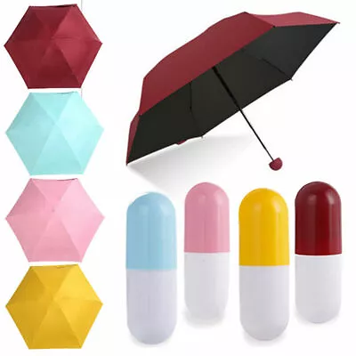 $22.49 • Buy Small Folding Umbrella Capsule Compact Pocket Travel Mini Rain Anti-Uv Umbrellas