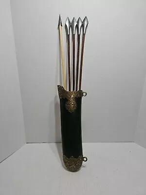 Vintage Medieval Arrows & Brass Hard Quiver Renaissance Cosplay Archery  • $50