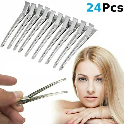 24 X Metal Hair Sectioning Clips Sprung Strong Grip Hairdressing Hair Clip • £5.49
