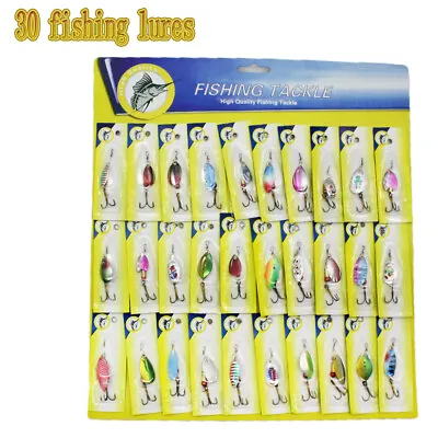 Lot Of 30 Trout Spoon Metal Fishing Lures Spinner Baits Bass Tackle Colorful NEW • $15.90