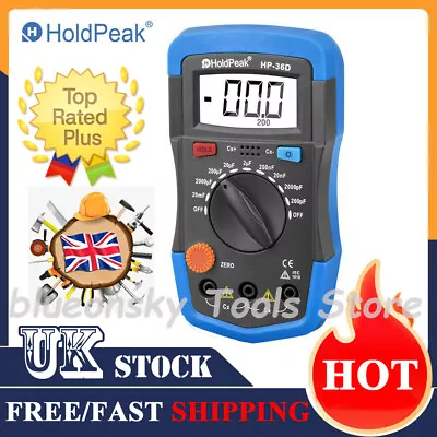 Holdpeak Digital Capacitance Meter Capacitor Tester 200pF-20mF LED Multimeter UK • £15.99