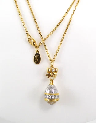 $22.95 • Buy Joan Rivers Necklace & Egg Pendant With Bow & Crystal Bottom 24” Chain Gold Pl.