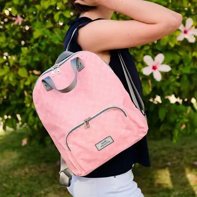 Earth Squared Fair Trade Oil Cloth Backpack Rucksack Bag Pink Sorbet • £40.99