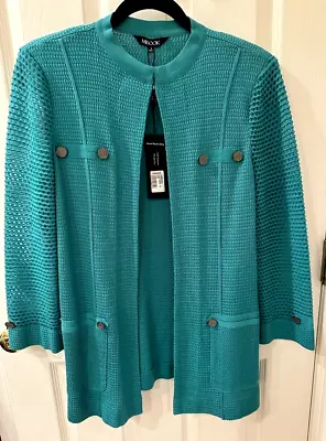 NWT $448 MISOOK TEAL Knit Cardigan Sweater Jacket Size Small S • $78