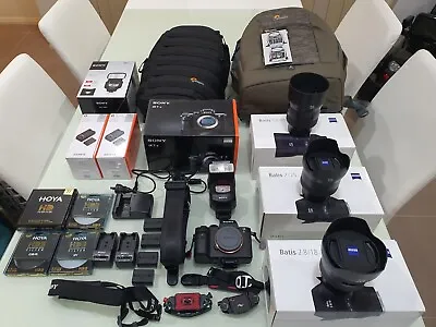 $8500 • Buy Sony A7R II 2 42MP Mirrorless Camera Flash Zeiss Batis Lenses Lowepro Manfrotto